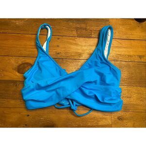 Venus Medium blue bikini top lace up back sexy criss cross